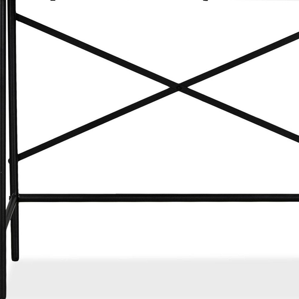 41" Black Natural And White Wood and Iron Vanity Table With Mirror And Lights