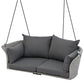 40" Gray Woven Rattan Outdoor Swing Chair with Gray Cushion