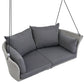 40" Gray Woven Rattan Outdoor Swing Chair with Gray Cushion