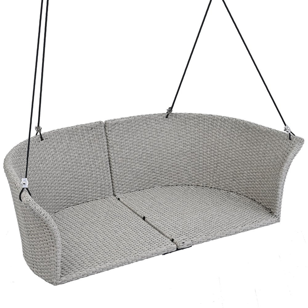 40" Gray Woven Rattan Outdoor Swing Chair with Gray Cushion