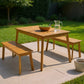 Three Piece Natural Solid Wood Outdoor Patio Set With Table