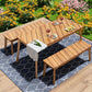 Three Piece Natural Solid Wood Outdoor Patio Set With Table