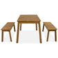 Three Piece Natural Solid Wood Outdoor Patio Set With Table