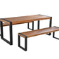 Three Piece Natural Solid Wood Outdoor Patio Set With Table