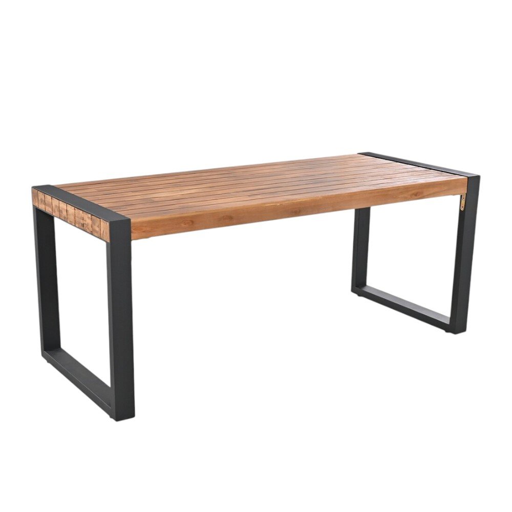 Three Piece Natural Solid Wood Outdoor Patio Set With Table