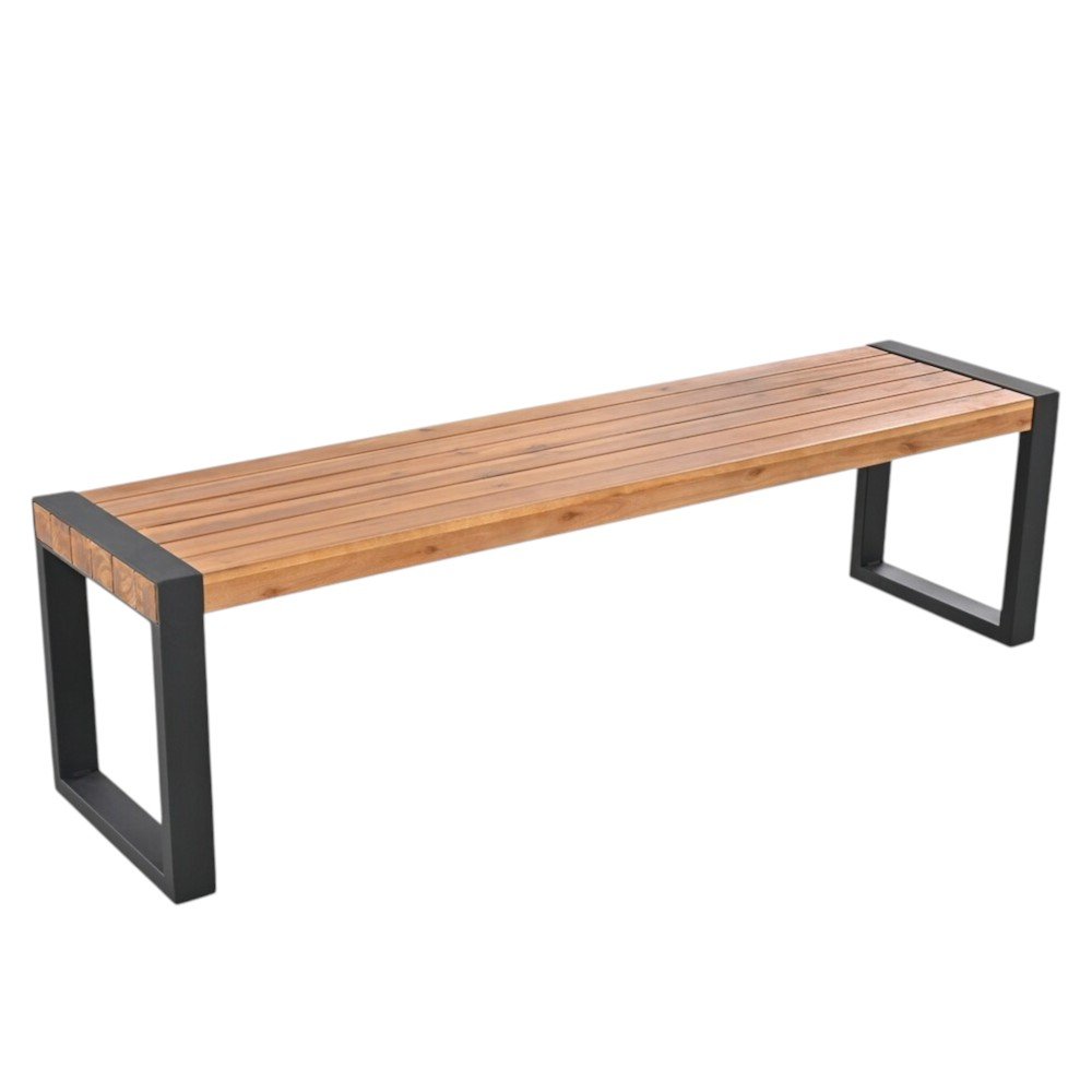 Three Piece Natural Solid Wood Outdoor Patio Set With Table