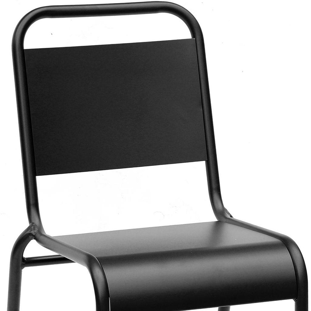 Set of Two Black Aluminum Outdoor Stacking Dining Chairs