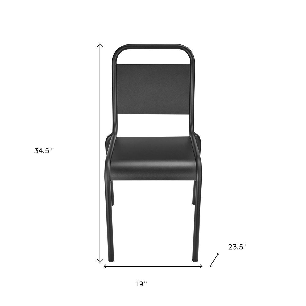 Set of Two Black Aluminum Outdoor Stacking Dining Chairs