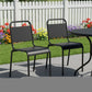Set of Two Black Aluminum Outdoor Stacking Dining Chairs