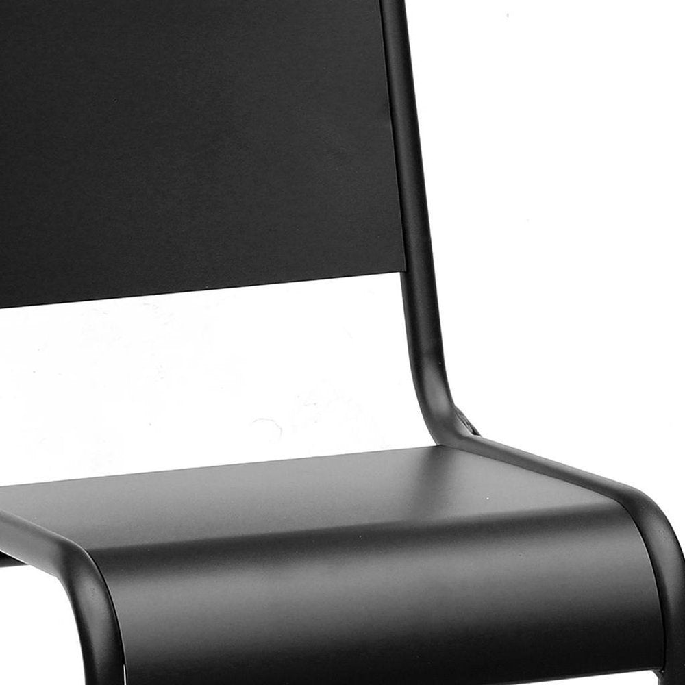 Set of Two Black Aluminum Outdoor Stacking Dining Chairs