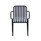 Set of Two Dark Blue Steel Outdoor Stacking Arm Chairs