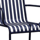 Set of Two Dark Blue Steel Outdoor Stacking Arm Chairs