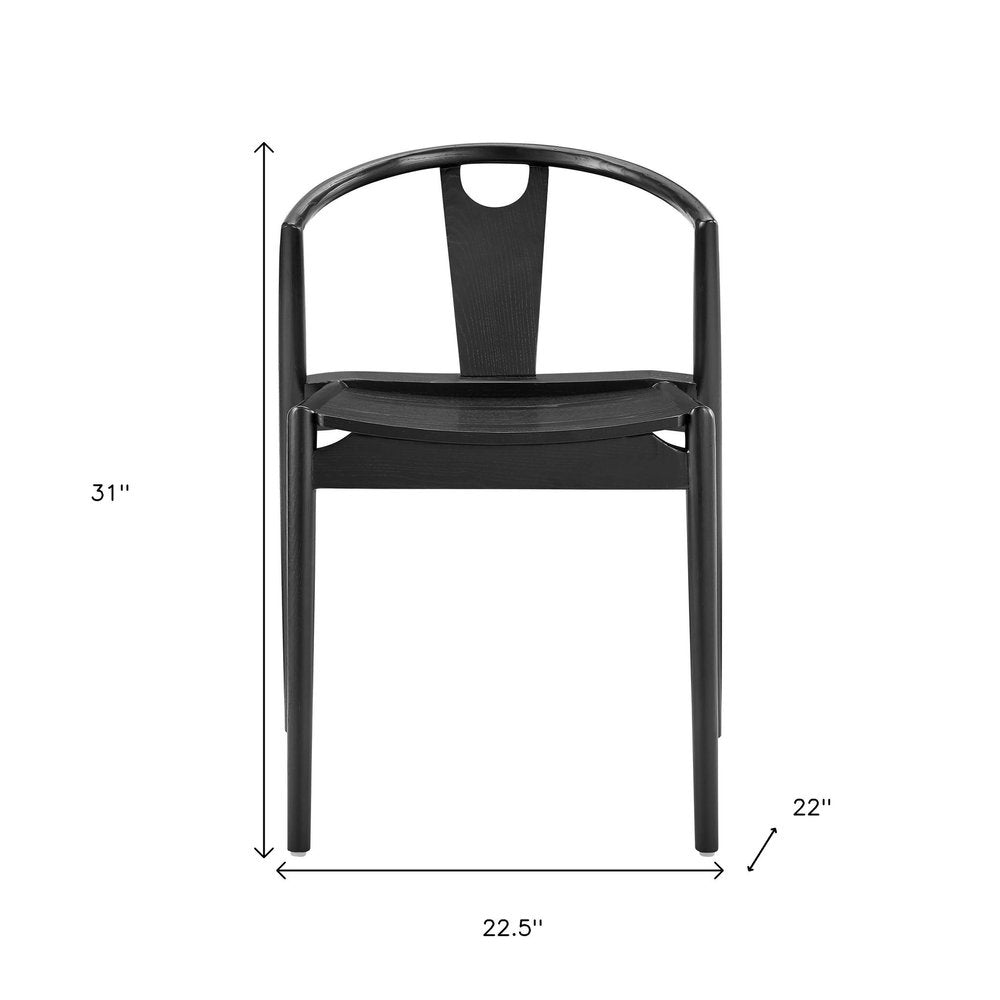 Black Solid Wood Open Back Dining Side Chair
