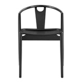Black Solid Wood Open Back Dining Side Chair