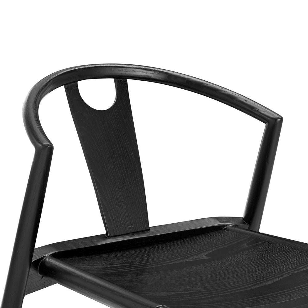 Black Solid Wood Open Back Dining Side Chair