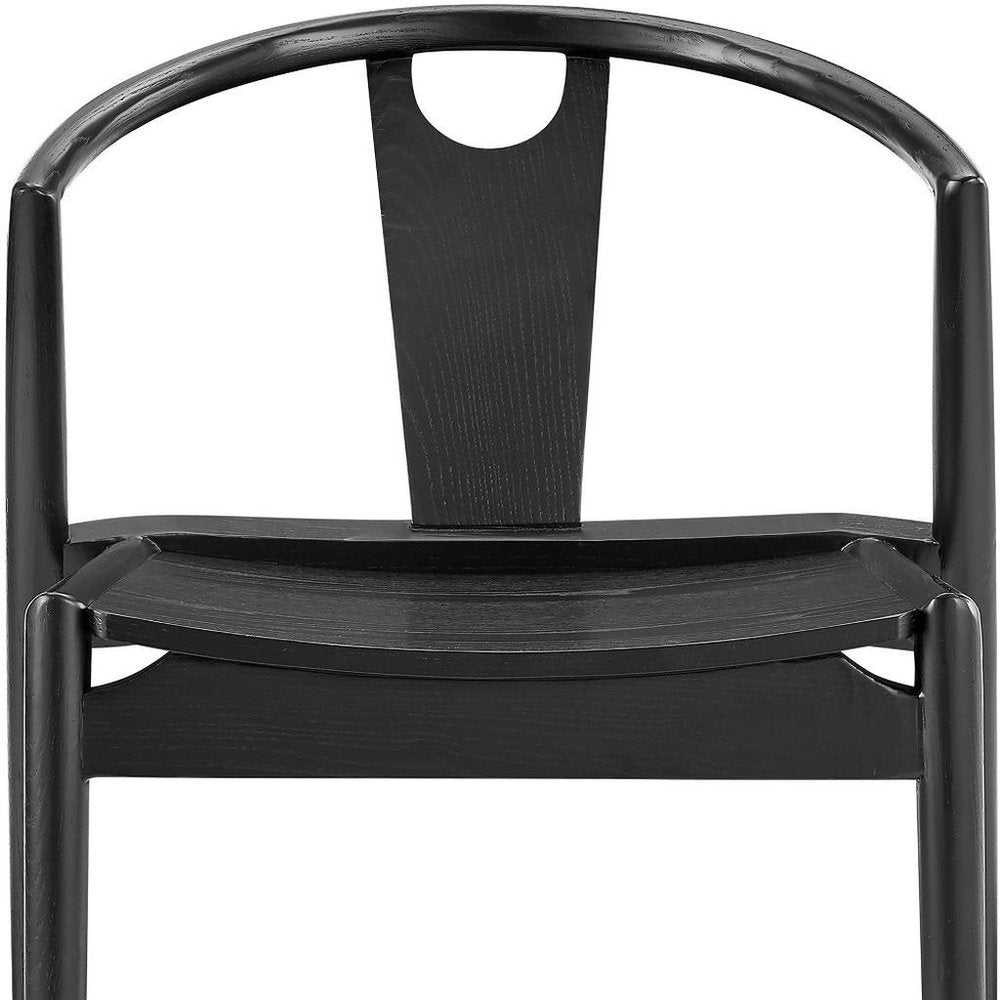 Black Solid Wood Open Back Dining Side Chair