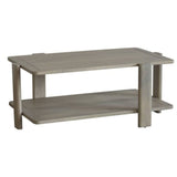 45" Natural Solid Wood Distressed Coffee Table With Shelf