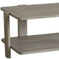 45" Natural Solid Wood Distressed Coffee Table With Shelf