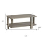 45" Natural Solid Wood Distressed Coffee Table With Shelf