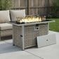 60000 BTU 45" Gray And Black Steel And Wicker Propane Fire Pit Table With Cover