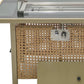 60000 BTU 43" Natural And Black Steel And Wicker Propane Fire Pit Table With Cover