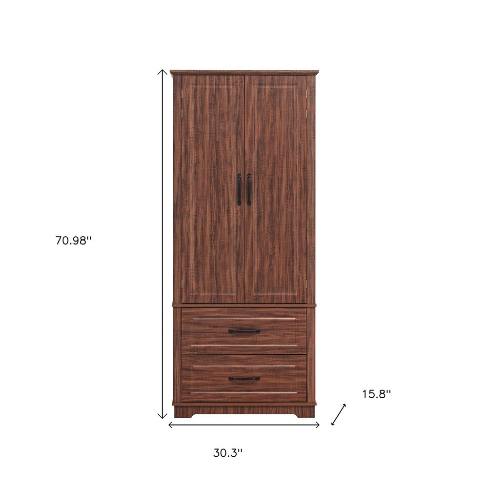 71" Brown Wood Pantry Or Storage Closet