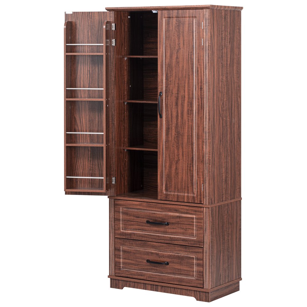 71" Brown Wood Pantry Or Storage Closet