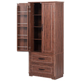 71" Brown Wood Pantry Or Storage Closet
