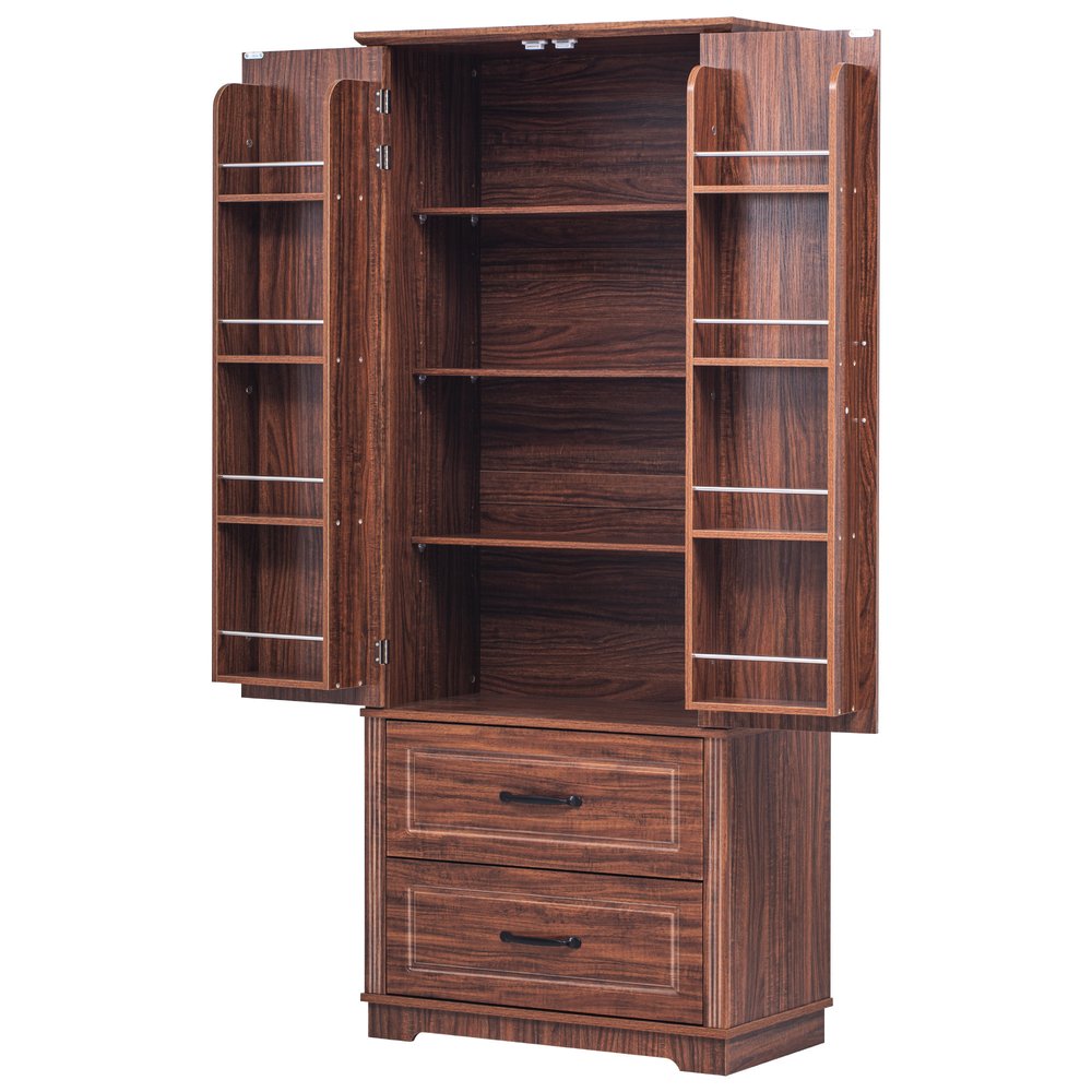 71" Brown Wood Pantry Or Storage Closet