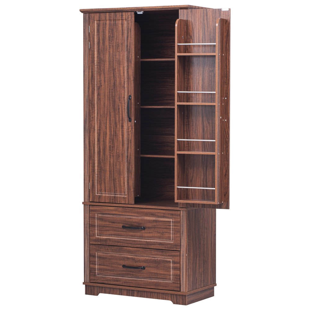 71" Brown Wood Pantry Or Storage Closet