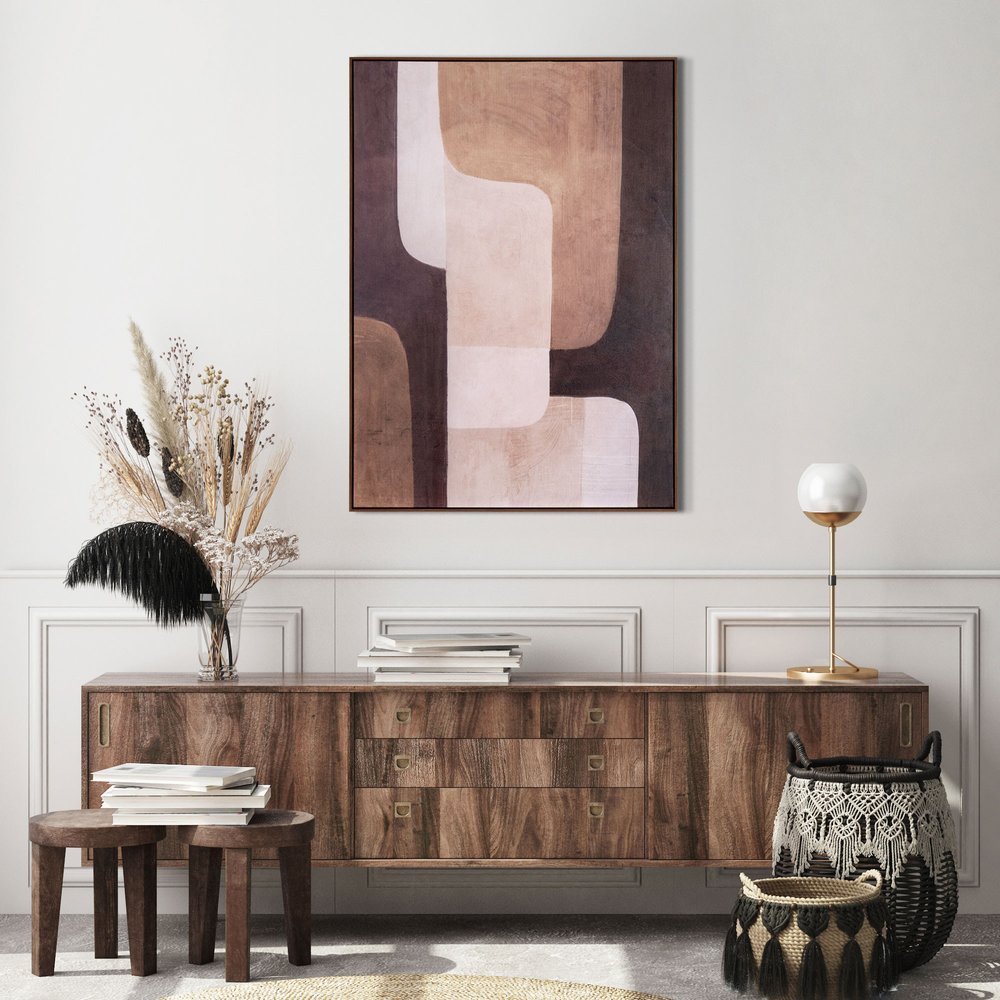 Moderato Hand Painted Brown Floater Frame Wall Art