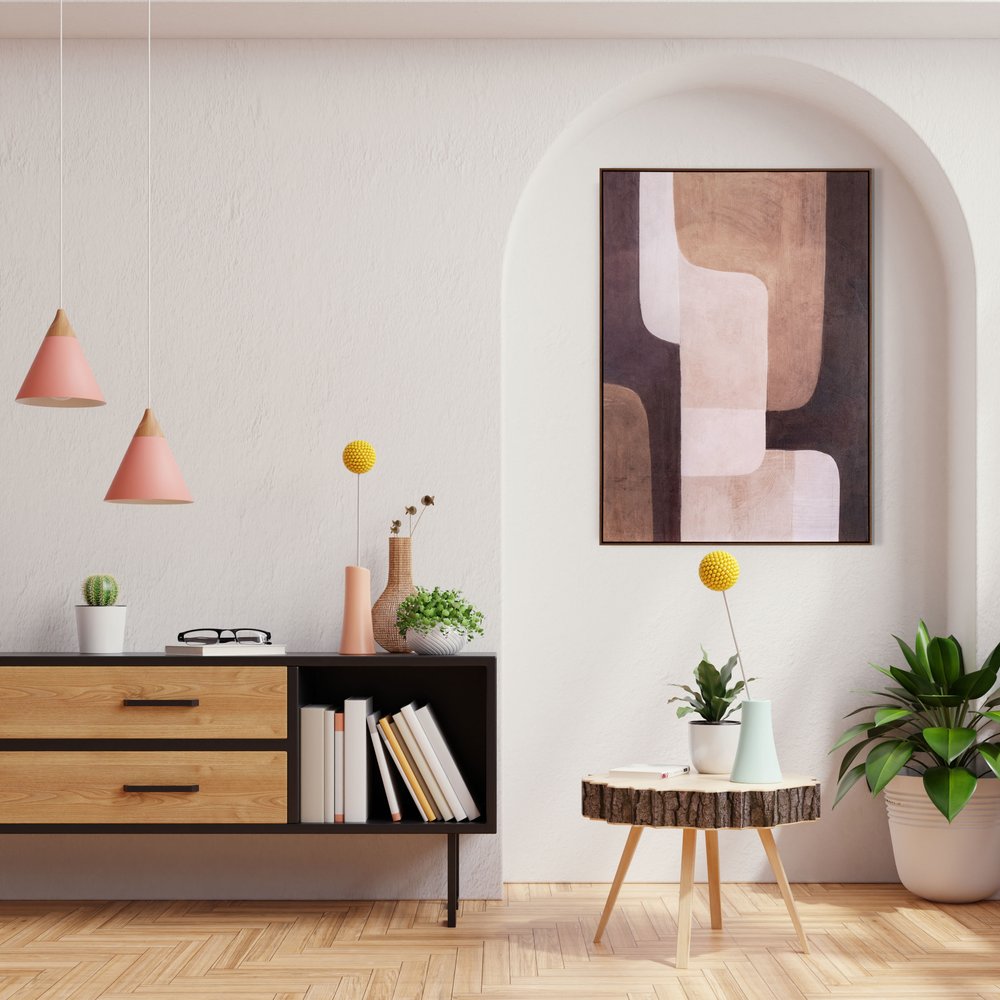 Moderato Hand Painted Brown Floater Frame Wall Art