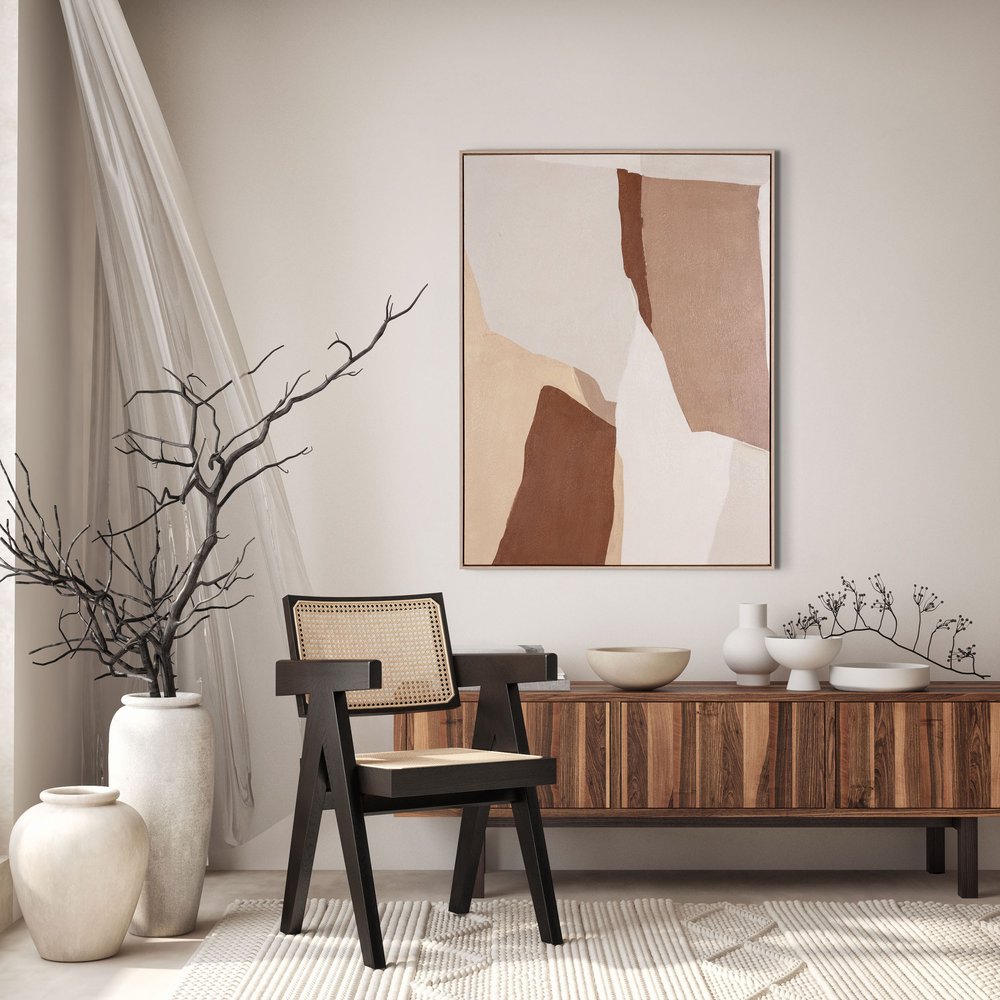 Gavotte II Hand Painted Brown Floater Frame Wall Art