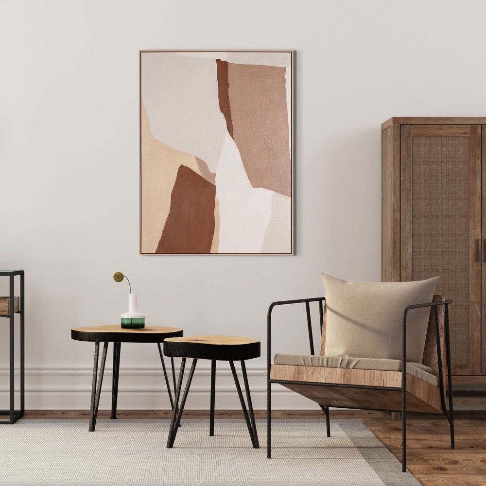 Gavotte II Hand Painted Brown Floater Frame Wall Art