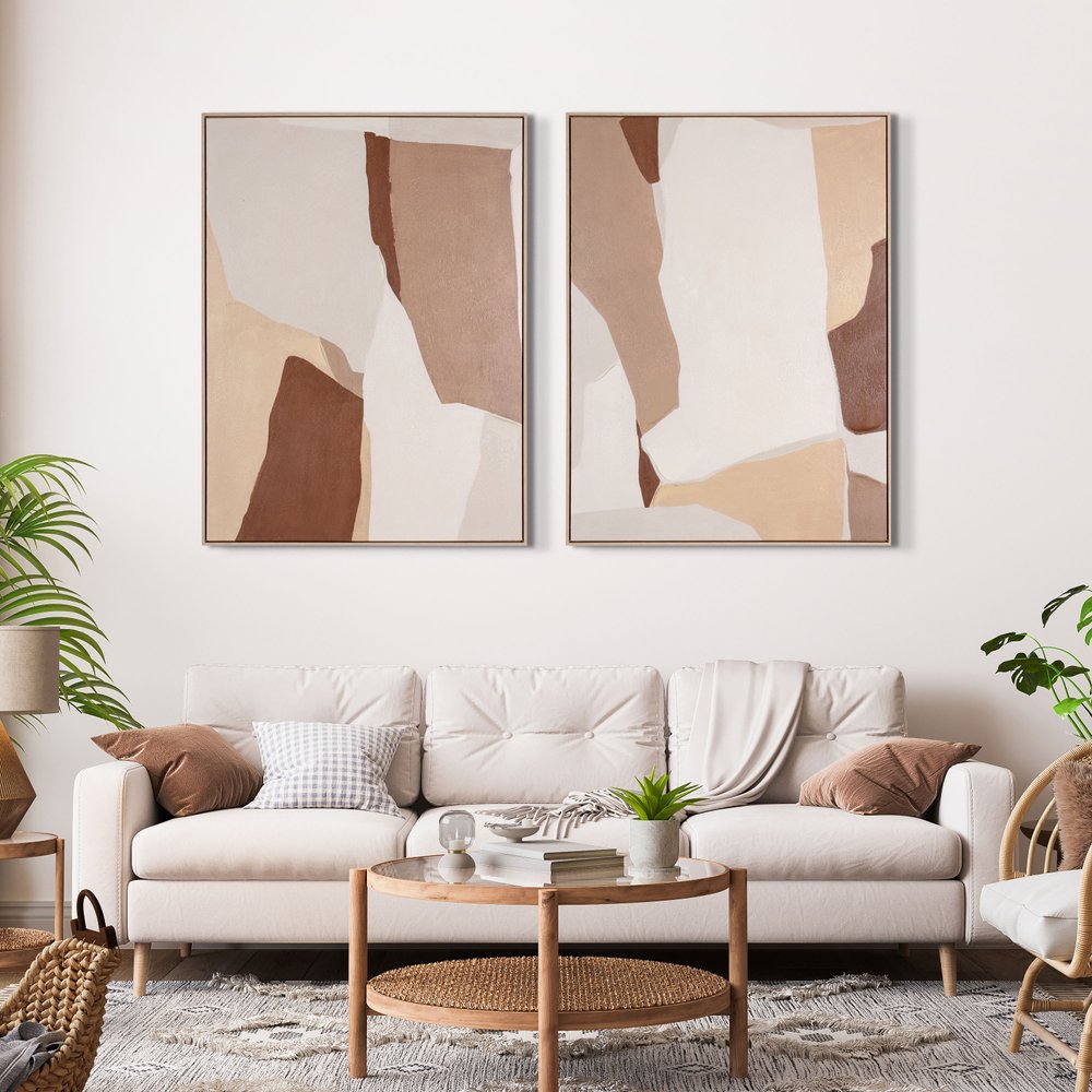 Gavotte II Hand Painted Brown Floater Frame Wall Art