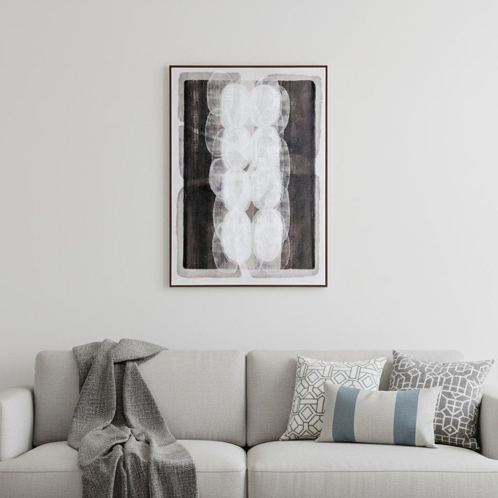 Motif Hand Painted Brown Floater Frame Wall Art