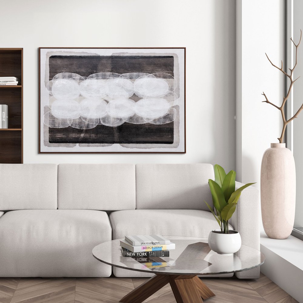 Motif Hand Painted Brown Floater Frame Wall Art