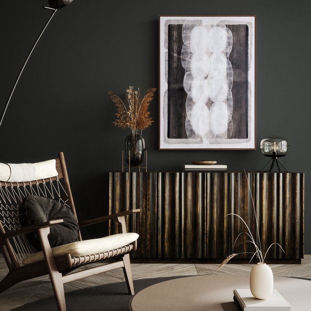 Motif Hand Painted Brown Floater Frame Wall Art