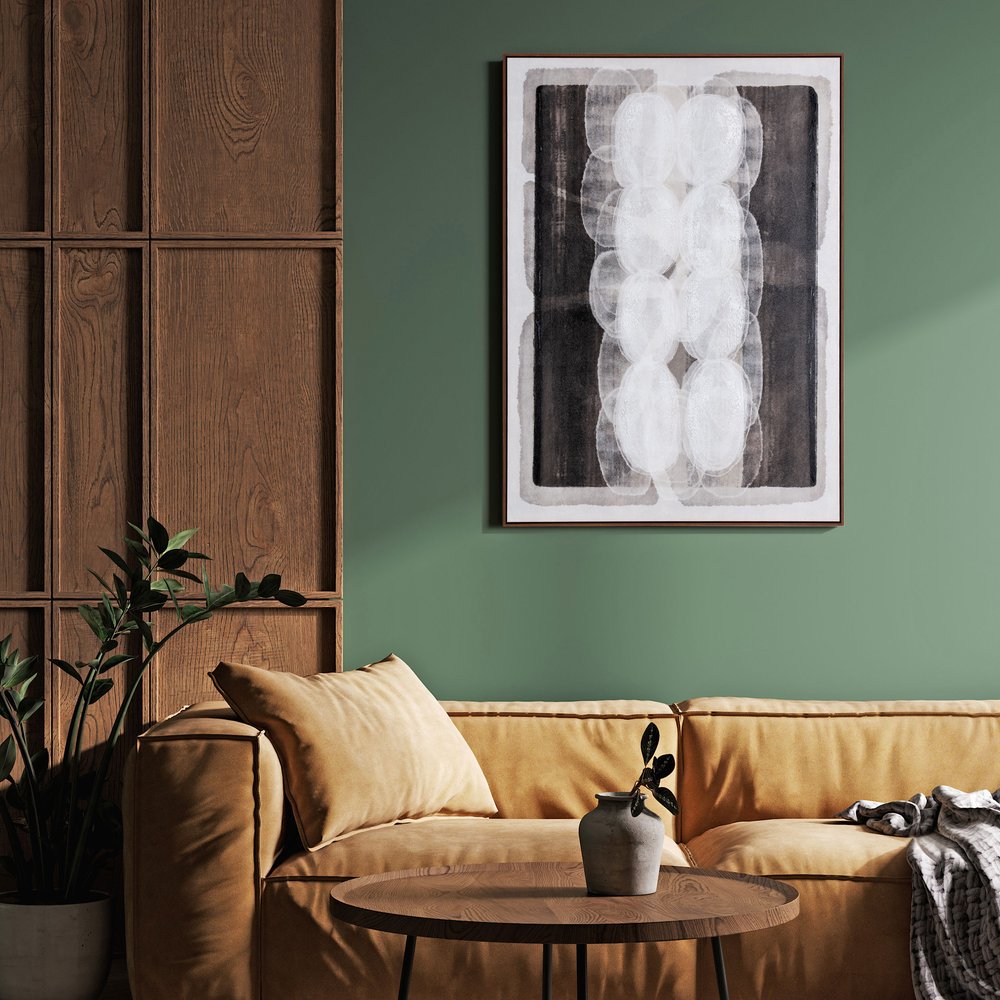 Motif Hand Painted Brown Floater Frame Wall Art