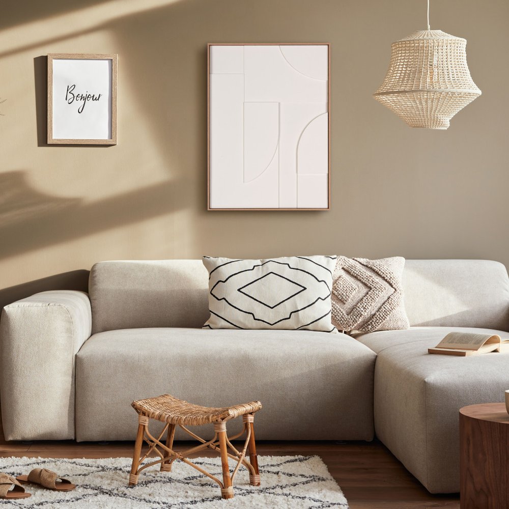 White Geo Mache Brown Shadowbox Wall Art