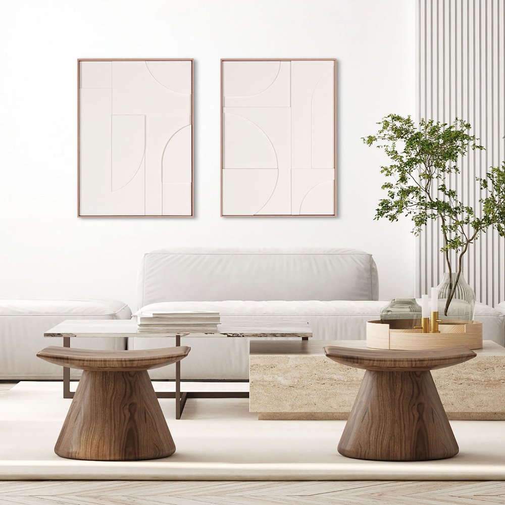 Modern Geo Shapes Brown Shadowbox Wall Art