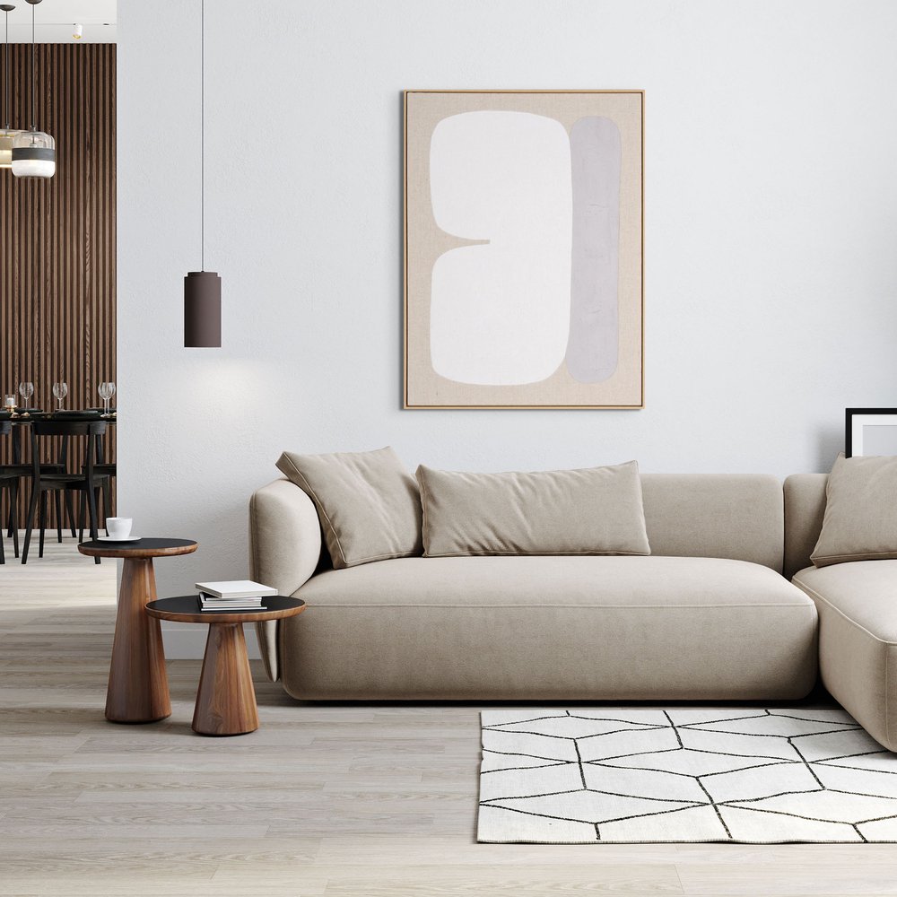 Interval II Hand Painted Brown Floater Frame Wall Art