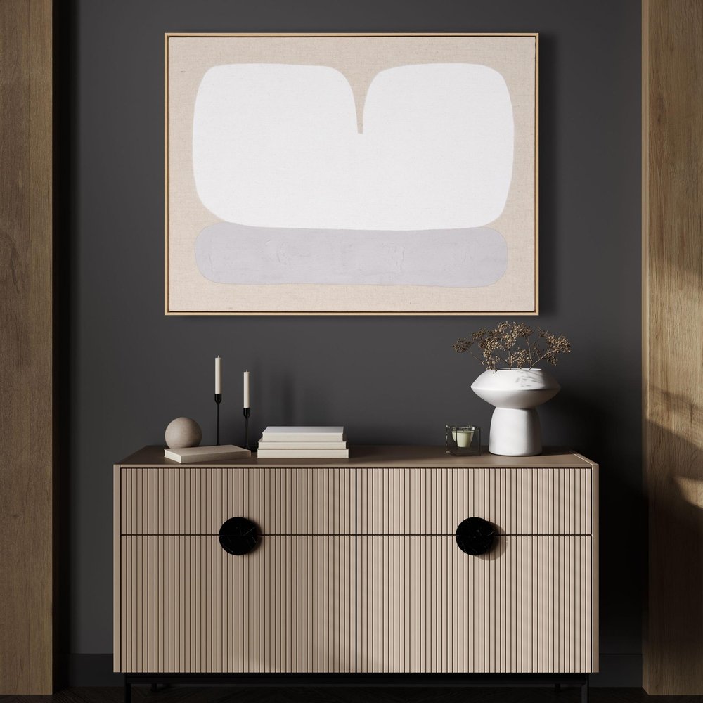 Interval II Hand Painted Brown Floater Frame Wall Art