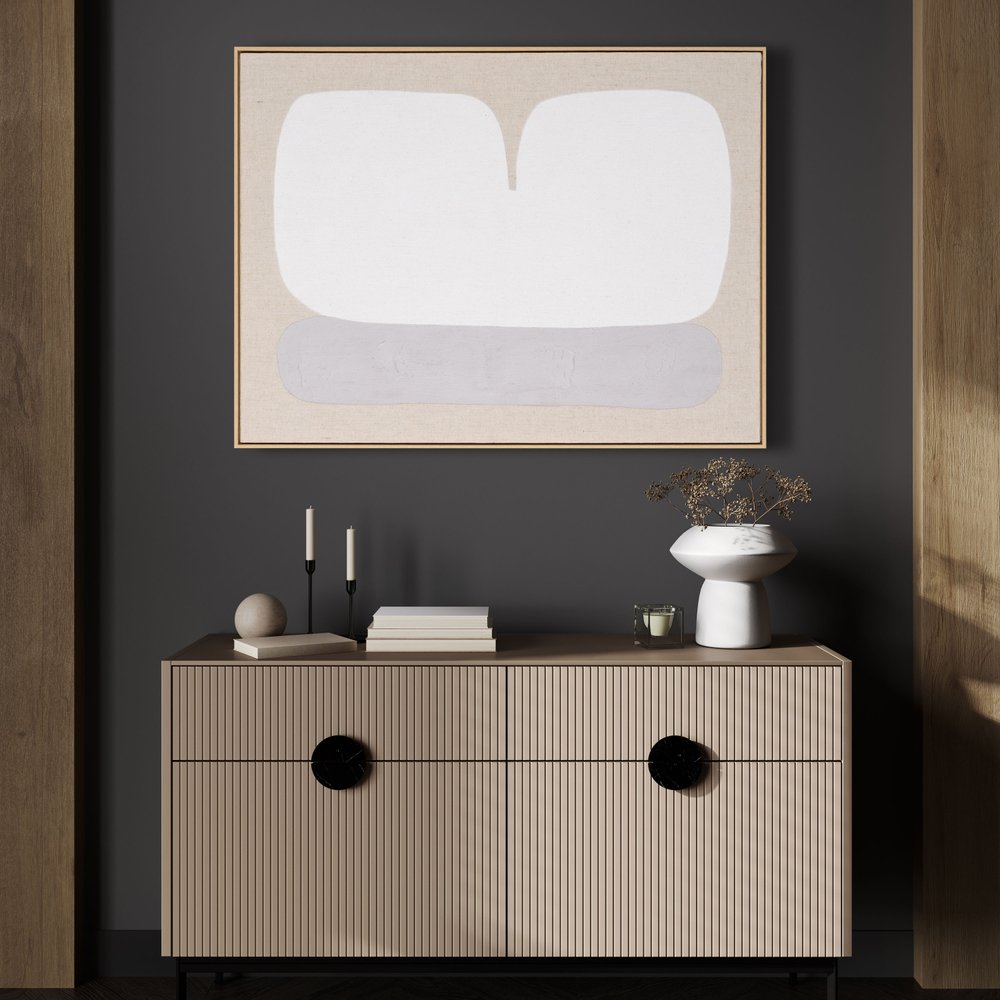 Interval II Hand Painted Brown Floater Frame Wall Art