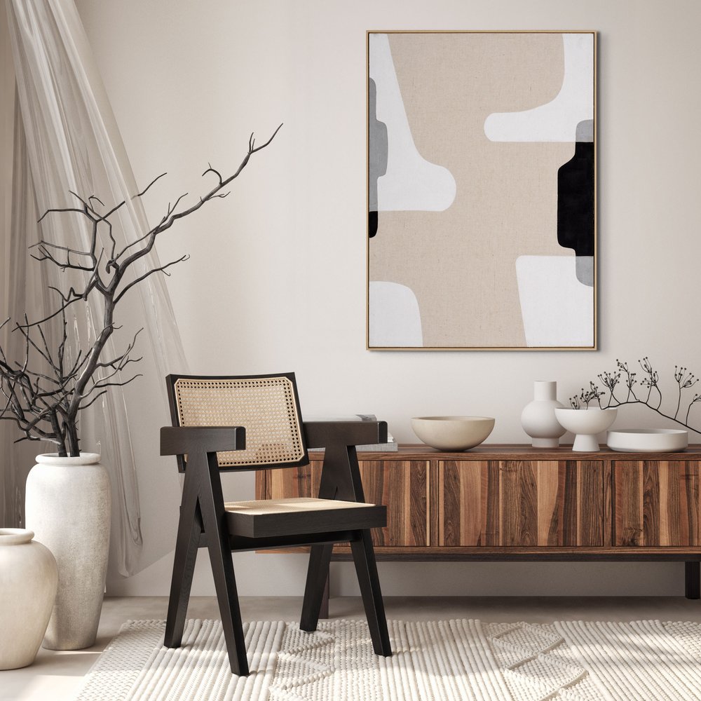 Cadenza Hand Painted Brown Floater Frame Wall Art