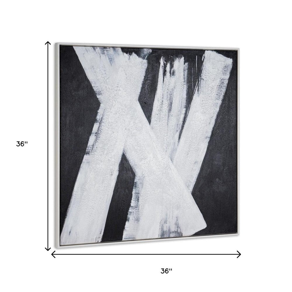Intersecting Dimensions Hand Painted White Floater Frame Wall Art
