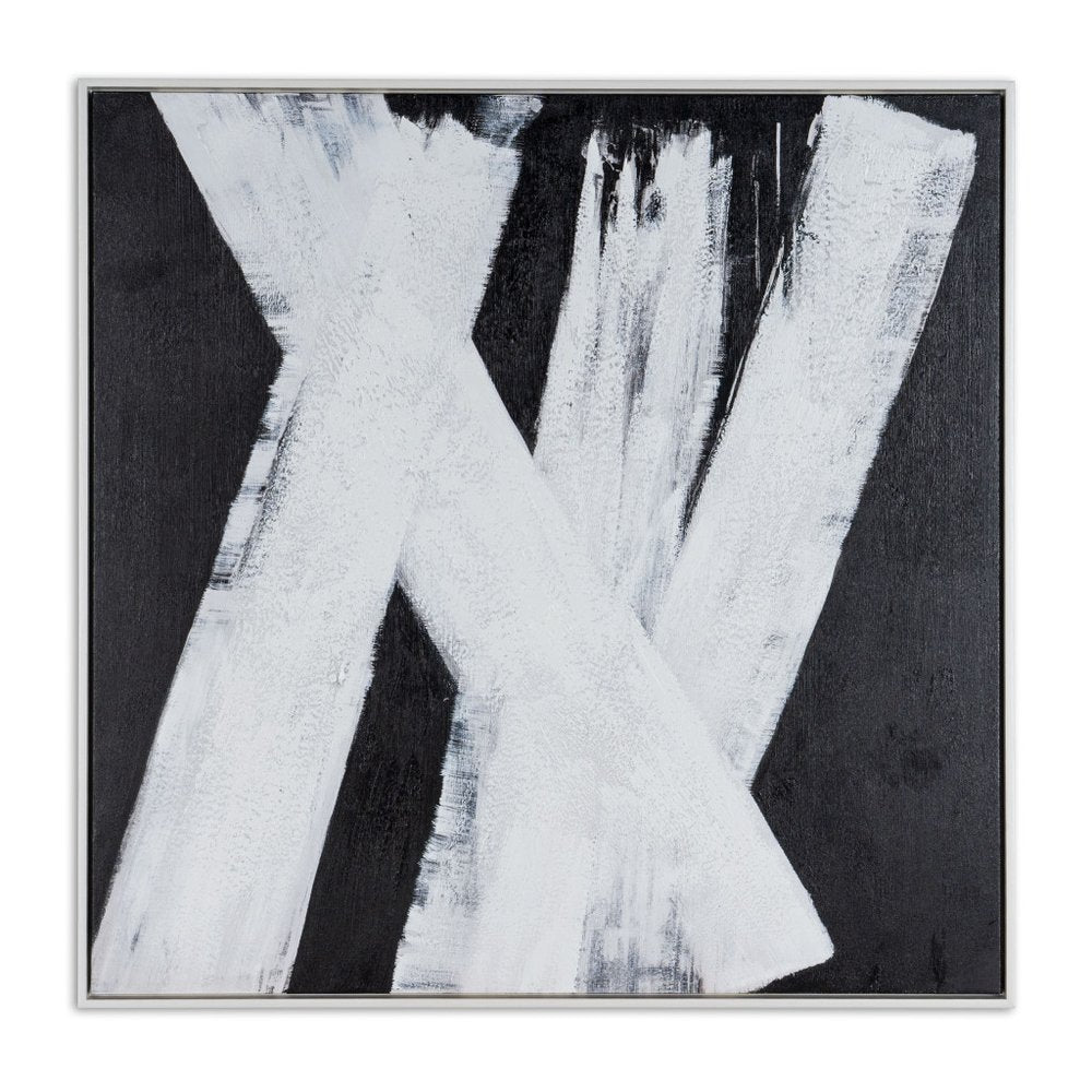 Intersecting Dimensions Hand Painted White Floater Frame Wall Art