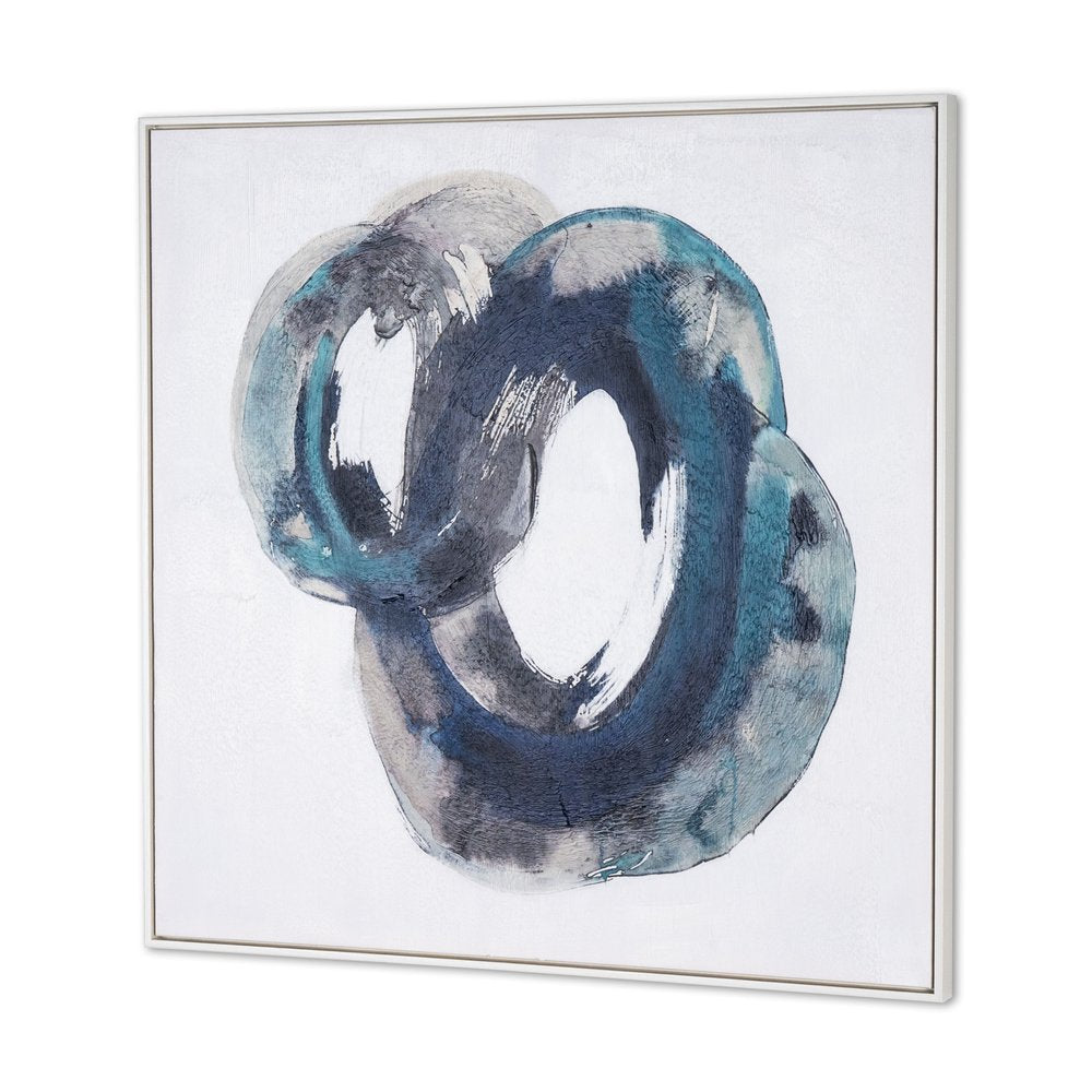 Ripples in Time Hand Painted White Floater Frame Wall Art