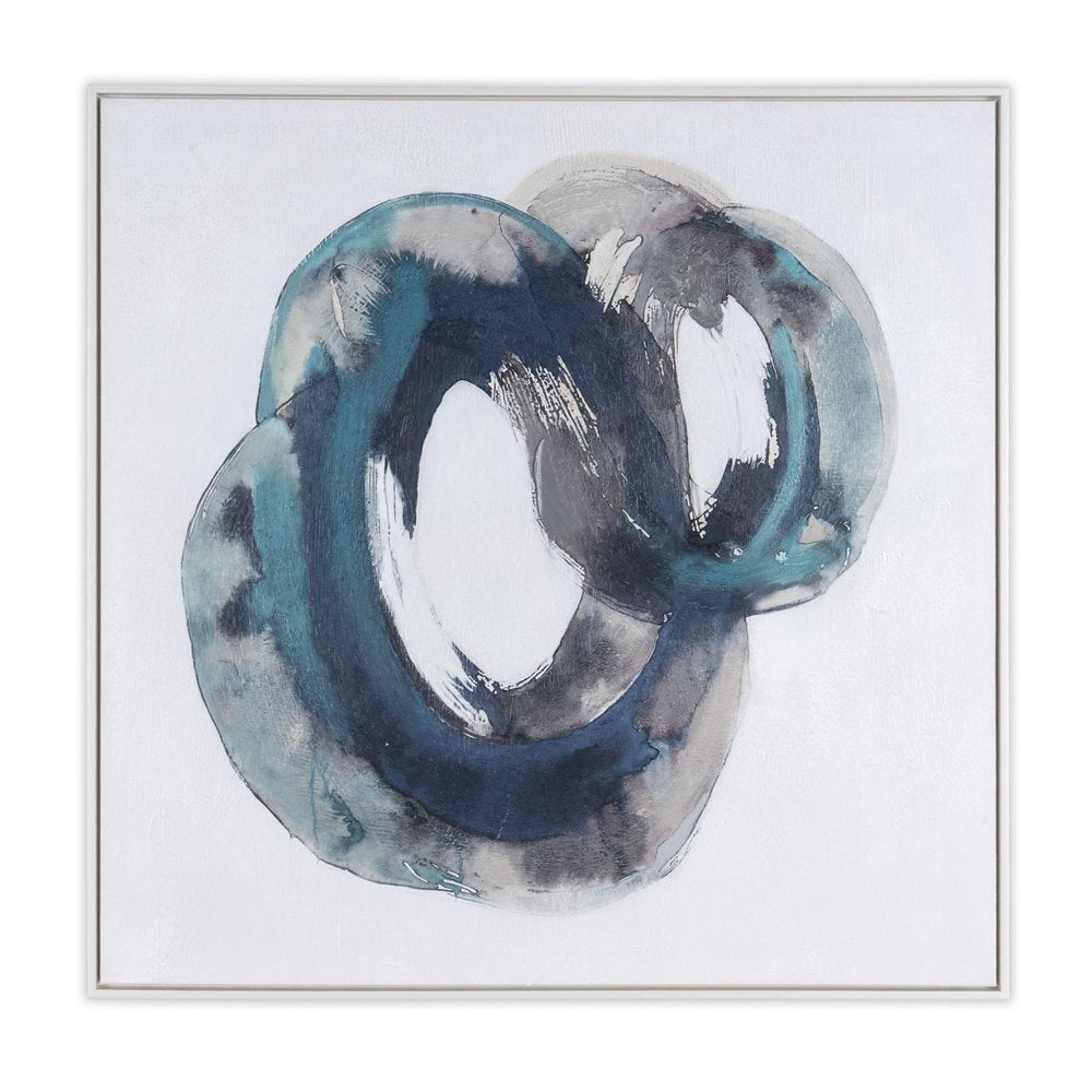 Ripples in Time Hand Painted White Floater Frame Wall Art