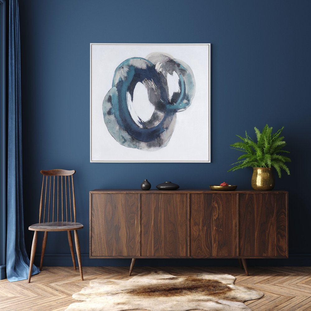 Ripples in Time Hand Painted White Floater Frame Wall Art